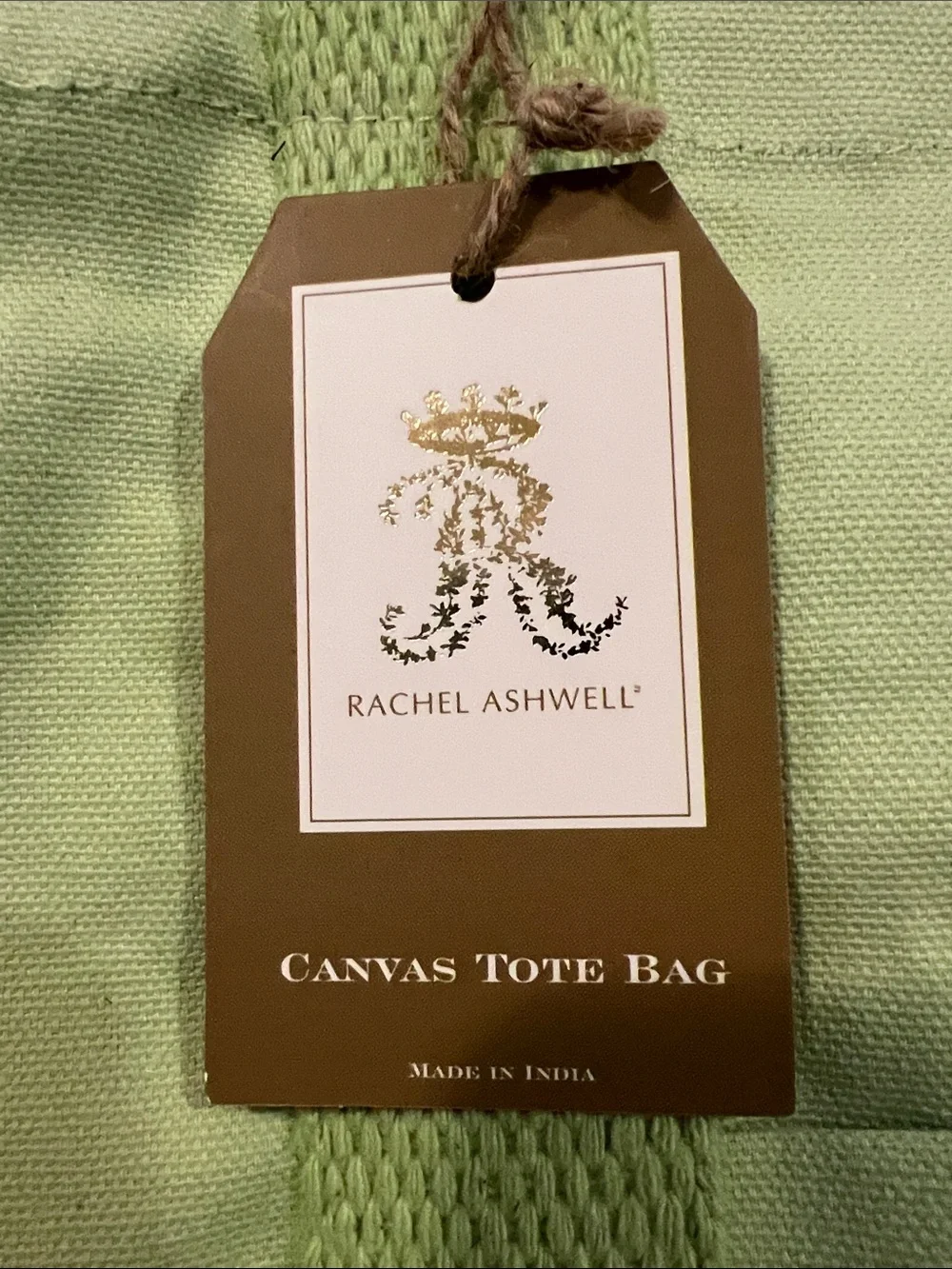 Green Ruffle Canvas Tote Bag with Webbed Handles